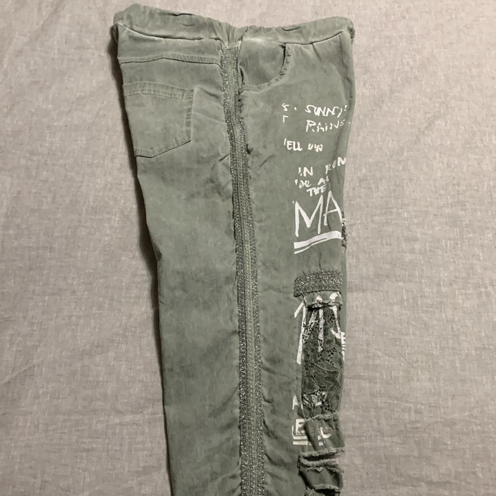 LOOK MODE ITALY Women’s Green Graphic One Size Leggings Artsy Funky Street - Picture 14 of 16